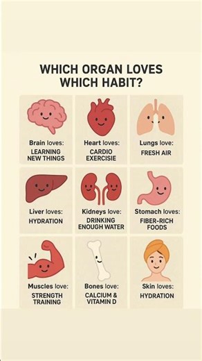 Which Organ Loves Which Habit? 🧠🫀| Simple Daily Habits for a Healthier Body🫁 #shorts