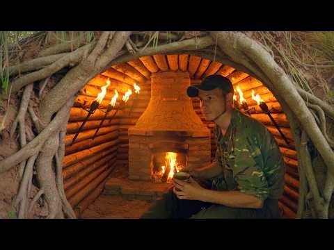 Building a Cozy and Secret Dugout, Warm Bushcraft Underground Construction, Survival Shelter