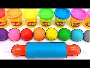 Playing and Learning Colors with Play Doh Balls and Cartoon Molds