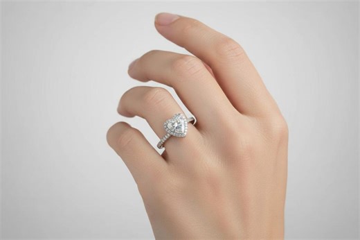 Silver Heart Diamond Engagement Ring, Dainty Crystal Halo Wedding Band for Women, Elegant Romantic Promise Ring, Minimalist Jewelry, New - Etsy