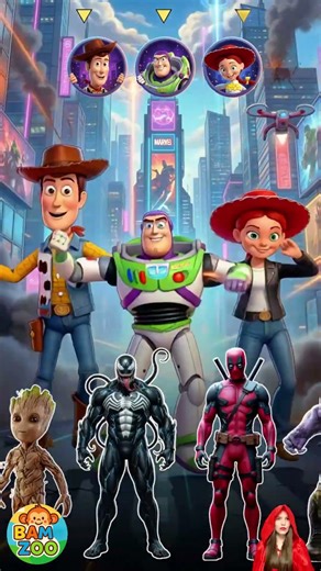 Toy Story Woody, Buzz y Jessie en el Mundo de Marvel #toystory #marvel #superhero #buzzlightyear