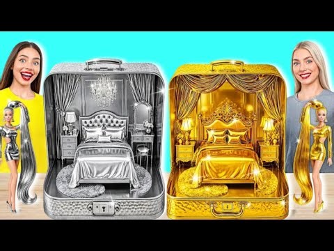 We build Amezing doll House challenge | funny Gold vs Silver Prank Wars by