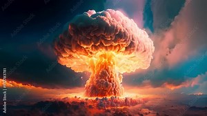 a powerful explosion from a nuclear bomb. 4K video background