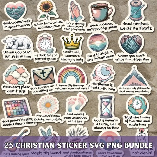 Christian Inspirational Sticker Quotes SVG PNG Bundle, Printable Faith Stickers for Gift, Religious Digital Clip Art for Goodnotes & Journal - Etsy