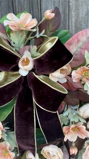 Fall Magnolia Leaf Wreath: Handmade Autumn Door Decor With Velvet Bow - Etsy