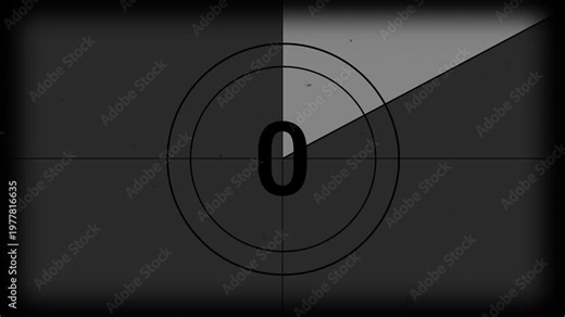 Classic film countdown timer 5 sec, perfect for introductions, transitions, or adding a nostalgic feel to any video project.