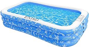 ENJSD Family Inflatable Swimming Pool,118" X 72" X 22" Full-Sized Large Lounge Thicker Pool for Kids, Adult, Toddlers Ages 3+, Blow up Pools Above Ground Outdoor, Garden, Backyard, Summer Water Party