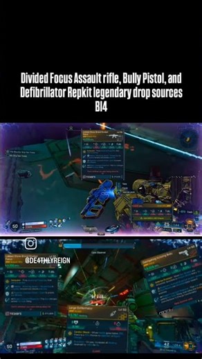 Divided Focus Assault rifle, Bully Pistol, and Defibrillator Repkit legendaries drop source in Bl4
