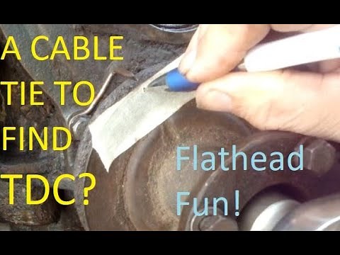 Flathead Ford finding TDC by solid stop and cable tie methods. FordBarn HAMB VHRA Hotrod