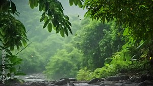 tropical rainforest landscape forest scenic with jungle. nature background. fresh air. seamless looping overlay 4k virtual video animation background