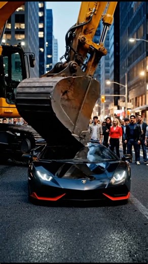 WOW 😯 Excavator vs Lamborghini SuperCar ASMR | Pure Destruction 💥 #shorts