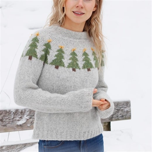 Christmas Tree Sweater Knitting Pattern Women Fair Isle Pine Forest Yoke Digital Download PDF - Etsy