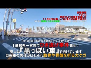 【愛知県一宮市でひき逃げ事件💥】犯人は『黒っぽい車』で逃走中😠 はねられた被害者は肋骨や骨盤を折る大ケガ The perpetrator is fleeing in a 'dark car'.