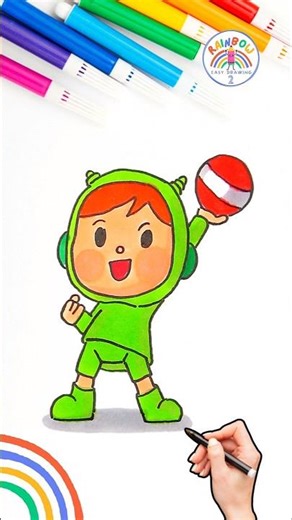 Nina from Pocoyo Drawing | How to Draw Cute Pocoyo Nina 🌈👶🏻💙 #shorts #pocoyo #cartoon
