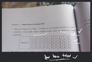 Exercise-3 Simple Random Sampling (SRS)1 There are 50 farmers ... | Filo