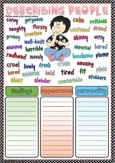 Describing people - adjectives worksheet