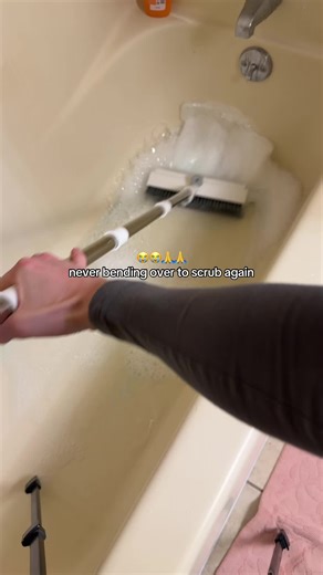 STOP BENDING OVER 🛑!!! This floor scrubbing brush is a game changer for cleaning floors. #floor #scrubbing #asmr #cleaningtiktok #tiktokshopstockup