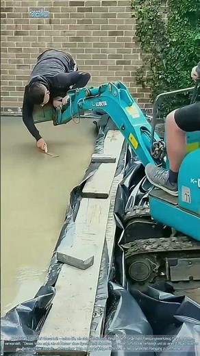 Beton glätten! Glättarbeiten mit Hilfe eines Minibaggers
