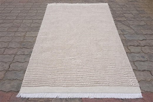 Hand Knotted Rug Chunky Wool Rug Loop Braided Rug Handwoven Flat Weaved Ivory off White Rug 5x8 6x9 7x10 8x10 9x12 10x14 Custom Bespoke Rug - Etsy