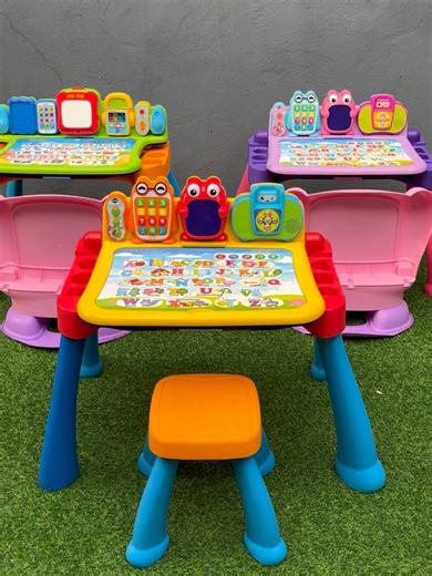 TOBIFAN SHOPPING CENTER on Instagram: "VTech Touch and Learn Activity Desk Deluxe. Product Details. The Touch and Learn Activity Desk Deluxe by VTech is a three-in-one desk with interactive activity cards that’s expandable for more fun and discovery! The desk features an interactive desktop and five pages to explore that are filled with engaging content including letters, numbers, music, colors and more. Choose from eight expansion packs (each sold separately) that each focus on a specific curri