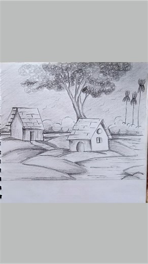easy village sketching #drawing #shorts #sketching