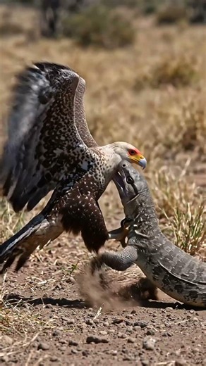 A Mother's Fury! Caracara Bird Defends Eggs from a Giant Lizard 🦅🦎 #shorts