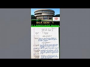 C Language | C Programming | BCA 1st SEM 1 C Language NOTES | Panjab University PU | Semester 1 year