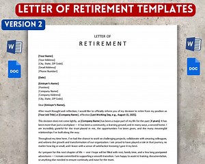 Retirement Letter Template: Editable, Fillable MS Word Document - Etsy
