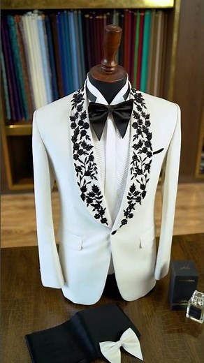 White Groom #Tuxedo with Embellished Lapel | Andre Emilio