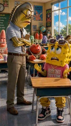 Spongebob forgot his homework in school #spongebob #trending #funny