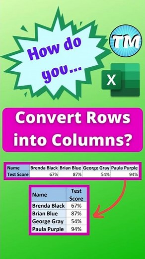 QUICKLY Convert Rows into Columns in Excel | Excel Tips and Tricks #Shorts