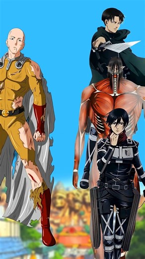 Saitama 🆚 Eren, Mikasa and Levi