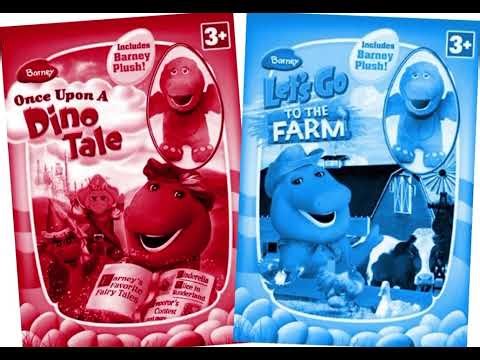 Two Barney DVD Boxes With A Plush In (Red & Blue) 🍎📘