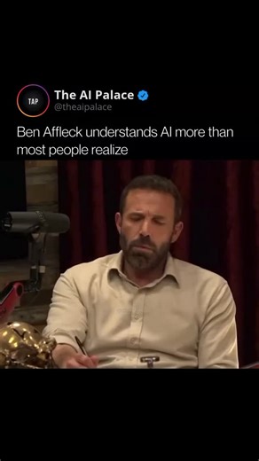 AI | ChatGPT | Technology on Instagram: "Ben Affleck’s critique of AI creativity is really about averages versus originality. Generative models are trained to converge toward what is most statistically common, which makes them useful for structure, reference, and problem solving, but weak at producing work that feels singular or risky. That is why AI often sounds generic when asked to write something meaningful from scratch. He also pushes back on the idea that AI will suddenly replace filmmaker