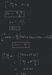 correct up to two \int_{1}^{2} \frac{\ln x}{x}, d x, \quad h=\f... | Filo