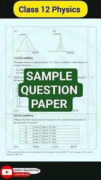 Class 12 Physics | Sample Question paper 2025 | Grade 12 | CBSE