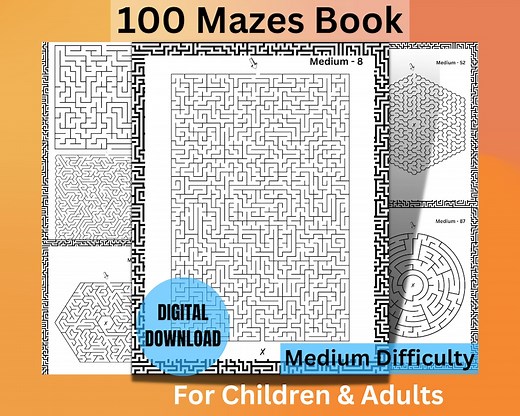 Endless Mazes 100 Maze Puzzle Printable Book Medium Maze Puzzles for Adults Maze Puzzles for Children Mazes Printables - Etsy