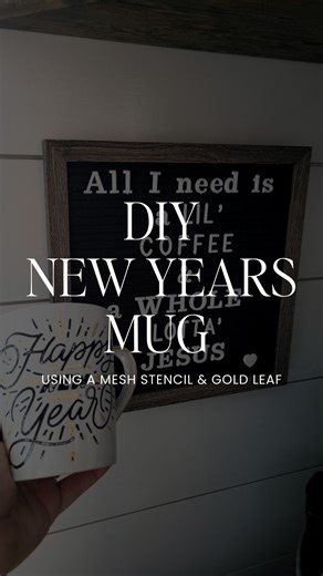 Staying in for NYE? 🥂 Make a DIY mug to sip in style as you celebrate 2024! Mama Dares To DIY used our 'Farmers Market' Mesh Stencil, Ceramic Paint, Gilding Size, and Gold Leaf on this project!⁠ Shop here https://amakersstudio.com/ and watch this full tutorial here! https://youtu.be/flYGWlqvx4I?feature=shared | A Makers' Studio