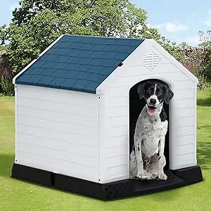 Amazon.com : Plastic Dog House, Indoor Outdoor Waterproof Dog Houses Pet Kennel for Small Medium Dogs with Air Vents and Elevated Floor Ventilate All Weather Dog House, 28 Inch High : Pet Supplies