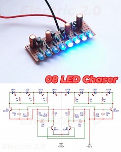 547K views · 3.6K reactions | 8 LED Chaser Circuit Using Transistors With Schematic #ledchaser #chaser #chasers #schemas #electronics #diyelectronics #schema #electronic #chasers #circuitdiagram #schematics | Electric 2.0 | Facebook