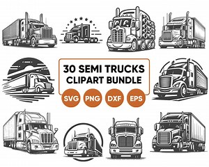 Semi Truck SVG, Semi Truck Clip Art Bundle, Semi Truck Vector, Semi Truck Png, 18 Wheeler Svg, Svg Png Eps Dxf, American Truck Dxf - Etsy