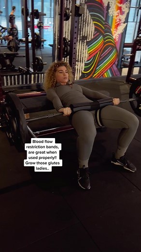 Blood flow restriction (BFR) bands, are great when used properly!! 🍑😉 BFR bands are typically placed around the limbs during resistance training exercises. By partially restricting blood flow to the muscles being trained, BFR bands can create metabolic stress and muscle fatigue, which can potentially enhance muscle growth. When using BFR bands during hip thrusts, I’ve tightened the bands around my upper thighs. This partial occlusion of blood flow can increase the accumulation of metabolic was
