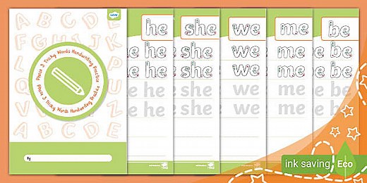 Phase 3 Tricky Words Handwriting Practice at Home Booklet