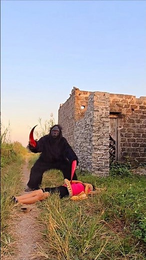 Gorilla Monster Attacks Young Girl