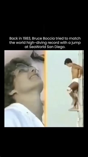 How History Speaks on Instagram: "Back in 1983, long before viral clips and slow-motion replays, Bruce Boccia climbed to a height that made even the bravest spectators look away. At SeaWorld San Diego, he prepared to attempt one of the most dangerous feats in sport — matching the world high-diving record. No safety nets. No second chances. Just gravity, water, and absolute trust in timing and technique. From that towering platform, the pool below looked impossibly small. One mistake in body posi