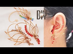 angel wings earcuff | How to make simple jewelry #crystal #diy #jewelry‪@LanAnhHandmade‬ 956