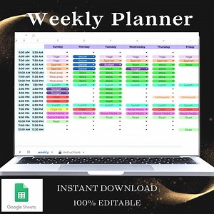 Editable Weekly Schedule Google Spreadsheet Planner - Etsy