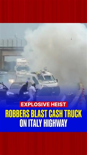 Viral footage from southern Italy captures a shocking highway robbery where a group of armed, masked robbers used explosives to force open a cash-in-transit van on a busy road. #southernitaly | #robberyCase | #CashTruck | #RepublicWorld | Republic