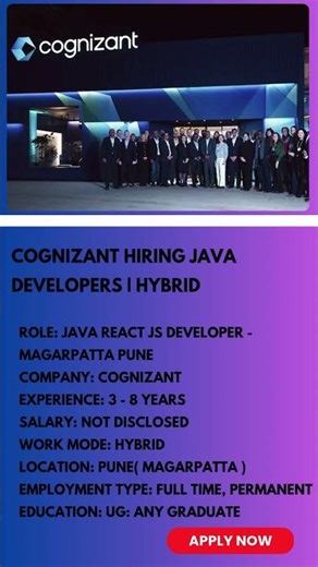 Cognizant Hiring Java Developer | Hybrid | Link in Description | #job #cognizantjobs #shorts