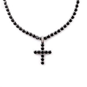 [Hot Item] 18K Gold Black Moissanite Diamond Cross Pendant Cultist Pendant Womens Necklace Fine Wedding Gold Necklace